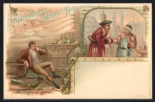 Lithographie Bremen, Phantasien im Gasthaus Rathskeller