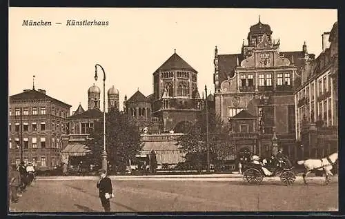 AK München, Künstlerhaus mit Blick auf die Synagoge