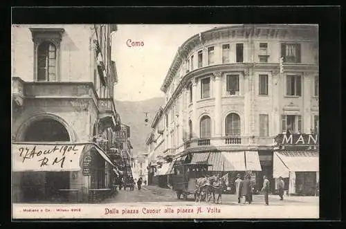 AK Como, Dalla piazza Cavour alla piazza A. Volta