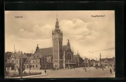 AK Danzig, Partie am Hauptbahnhof