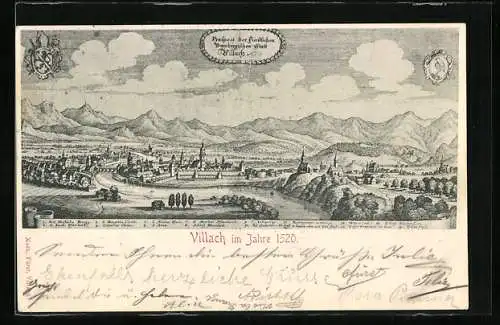 AK Villach, Ortsansicht im Jahre 1520