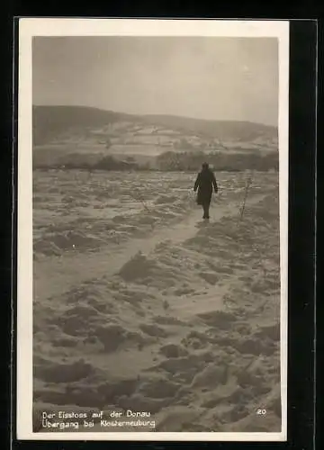 AK Klosterneuburg, Eisstoss auf der Donau, Übergang