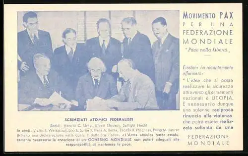 AK Movimento Pax per una Federazione Mondiale, Scienziati Atomici Federalisti, Albert Einstein, Friedensbewegung