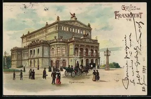 Lithographie Frankfurt a. M., Opernhaus, Halt gegen das Licht: Vollmond