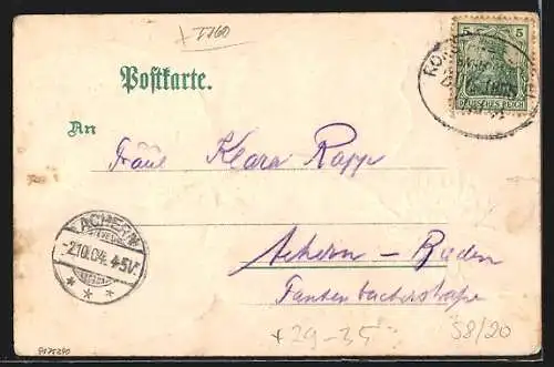 Passepartout-Lithographie Radolfzell, Kriegerdenkmal, Bahnhofsplatz, Mettnau im Kleeblatt