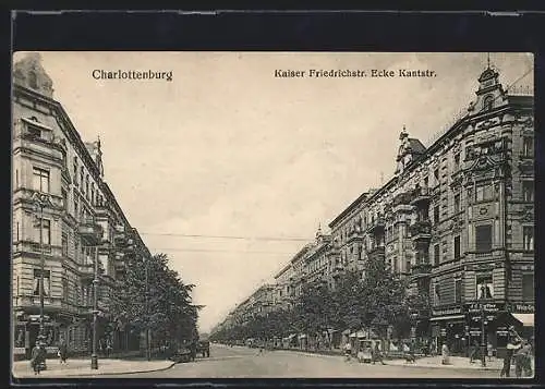 AK Berlin-Charlottenburg, Kaiser Friedrichstrasse Ecke Kantstrasse mit Weinhandlung J. C. Lutter & Wegner