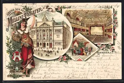 Lithographie Hannover, Ansichten vom Mellini-Theater