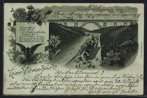 Mondschein-Lithographie Müngsten, Blick auf die Kaiser-Wilhelm-Brücke