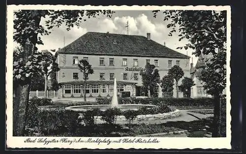 AK Bad Salzgitter, Am Marktplatz mit Hotel Ratskeller