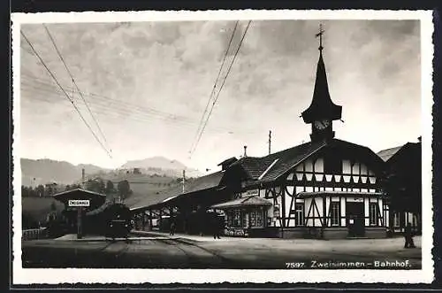 AK Zweisimmen, Ansicht vom Bahnhof