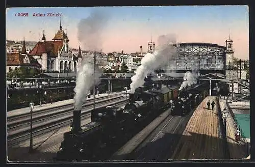 AK Zürich, Ansicht vom Bahnhof