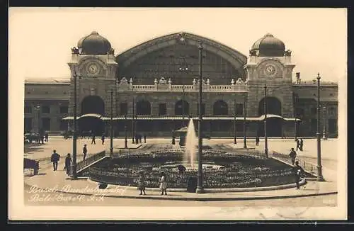 AK Basel, Kleine Fontaine vor dem Bundesbahnhof