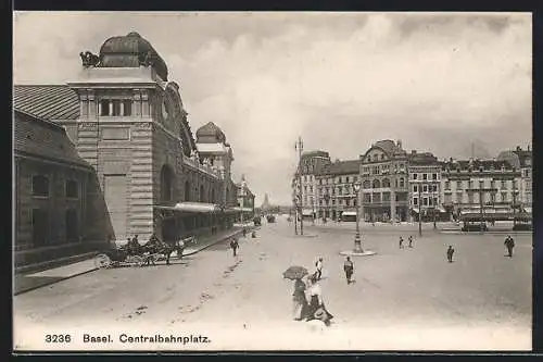 AK Basel, Bahnhof und Centralbahnplatz