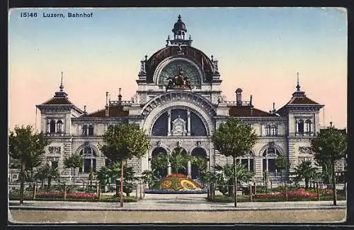 AK Luzern, Bahnhof mit Anlagen