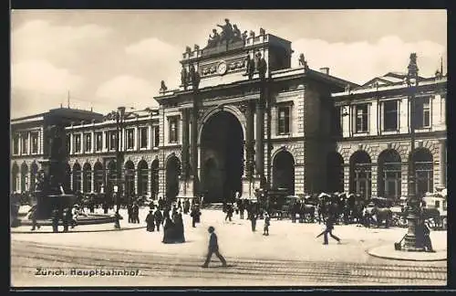 AK Zürich, Partie am Hauptbahnhof