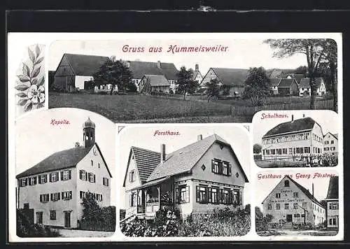 AK Hummelsweiler, Gasthaus Förstner, Forsthaus, Kapelle, Schulhaus