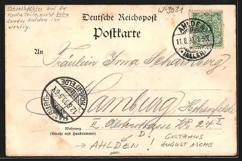 AK Ahlden a. d. A., Gasthaus von August Asche mit Kutsche