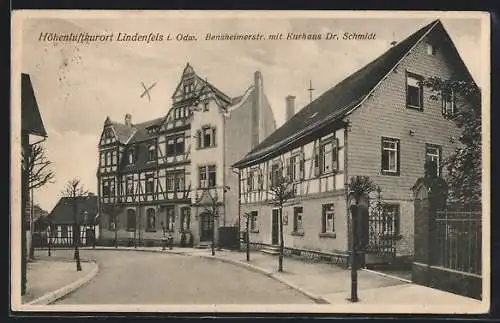 AK Lindenfels, Bensheimer Str. mit Kurhaus Dr. Schmidt