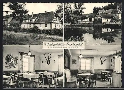 AK Königshofen / Grabfeld, Waldgaststätte Sambachshof, Uferpartie, Inh. Dora Englert