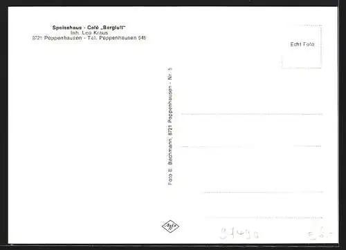 AK Poppenhausen / Unterfranken, Speisehaus-Café Bergluft, Inh. L. Kraus