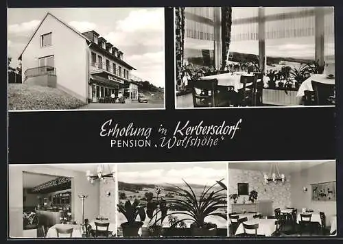 AK Kerbersdorf, Pension Wolfshöhe, Aussen- und Innenansicht