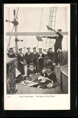 AK Life in the Navy, the eyes of the Fleet, Matrosen an Deck eines Kriegsschiffes