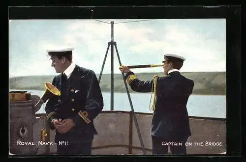 AK Royal Navy, Captain on the Bridge, Britisches Kriegsschiff