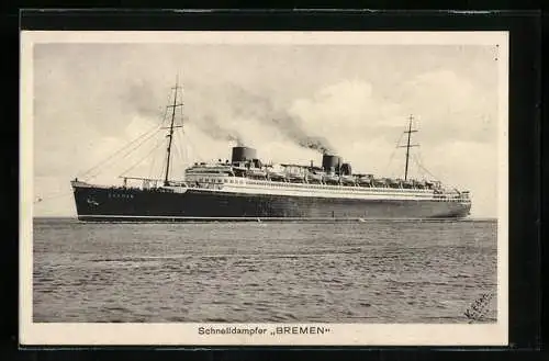 AK Schnelldampfer Bremen im Wasser