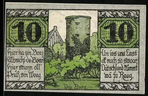 Notgeld Salzwedel 1921, 10 Pfennig, Die Burg