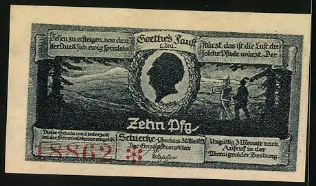 Notgeld Schierke /Oberharz 1921, 10 Pfennig, Der Brocken