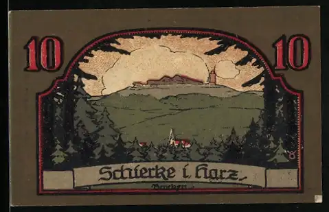 Notgeld Schierke i. Harz 1921, 10 Pfennig, Der Brocken