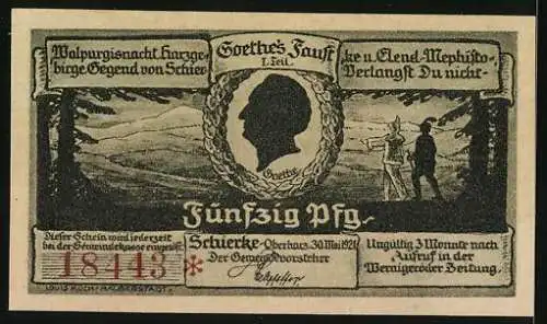 Notgeld Schierke /Oberharz 1921, 50 Pfennig, Die alte Kirche