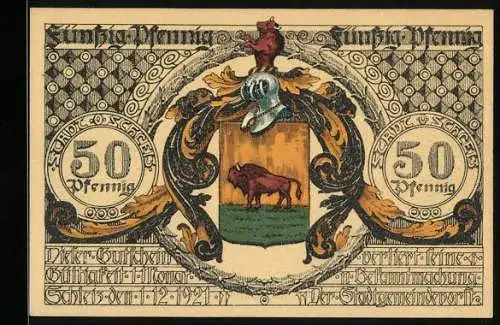 Notgeld Schleiz 1921, 50 Pfennig, Böttger, der deutsche Erfinder des Porzellans