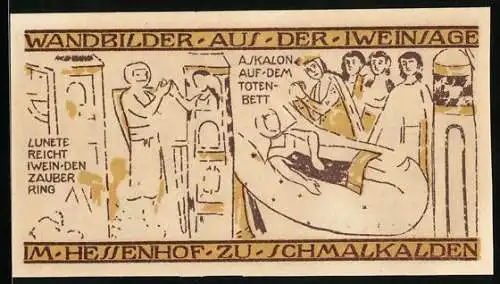 Notgeld Schmalkalden 1921, 50 Pfennig, Wandbilder aus der Iweinsage, Lunete und Askalon