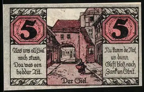 Notgeld Salzwedel 1921, 5 Pfennig, Der Siel