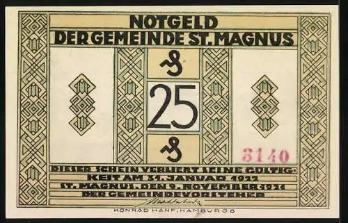 Notgeld St. Magnus 1922, 25 Pfennig, Schloss Mühlentahl