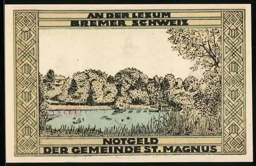 Notgeld St. Magnus 1922, 75 Pfennig, Partie an der Lesum