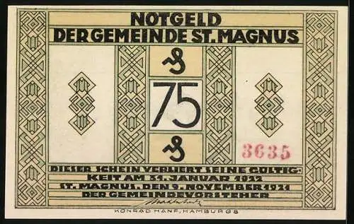 Notgeld St. Magnus 1922, 75 Pfennig, Partie an der Lesum