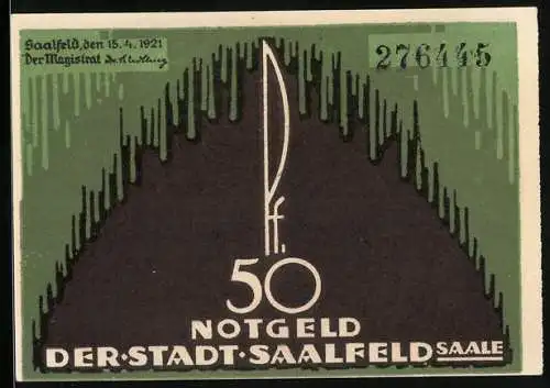 Notgeld Saalfeld 1921, 50 Pfennig, Das Rathaus