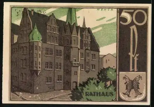 Notgeld Saalfeld 1921, 50 Pfennig, Das Rathaus