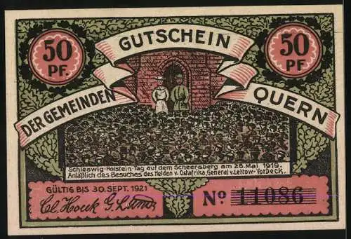 Notgeld Quern 1919, 50 Pfennig, Bismarckturm auf dem Scheersberg