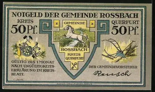 Notgeld Rossbach, 50 Pfennig, Hauptquartier Friedrichs des Grossen