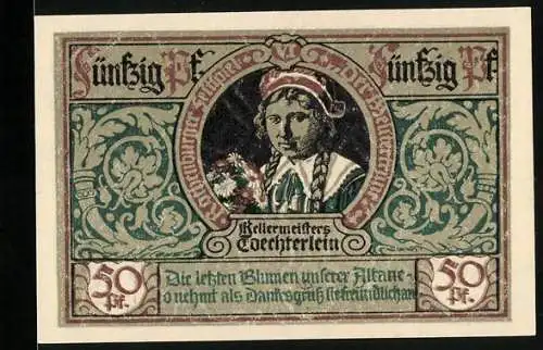 Notgeld Rothenburg ob der Tauber 1921, 50 Pfennig, Kellermeisters Töchterlein