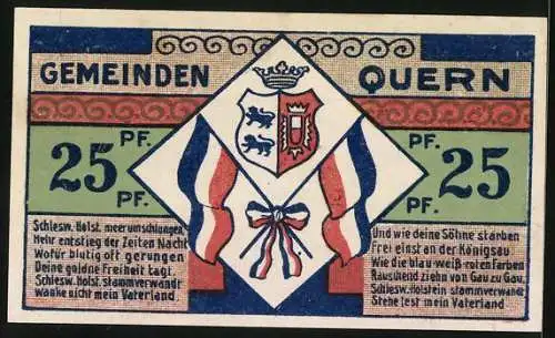 Notgeld Quern 1921, 25 Pfennig, Kirche und Wappen