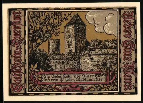 Notgeld Querfurt 1921, 1 Mark, Alte Festung