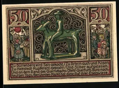 Notgeld Querfurt 1921, 50 Pfennig, Markt auf der Eselswiese