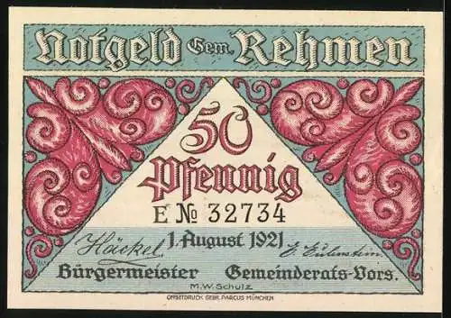 Notgeld Rehmen 1921, 50 Pfennig, Familienbad Rehmer Moor