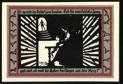 Notgeld Rossla am Kyffhäuser 1921, 50 Pfennig, Geh hin vors Schloss und sieh, ob die Raben herfliegen