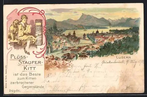 Lithographie Luzern, Teilansicht, Plüss-Staufer Kitt