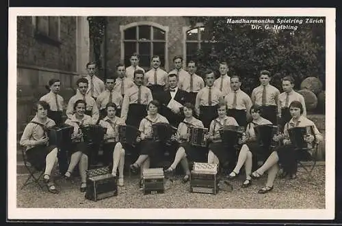AK Zürich, Handharmonika Spielring, Dir. G. Helbling, Gruppenfoto